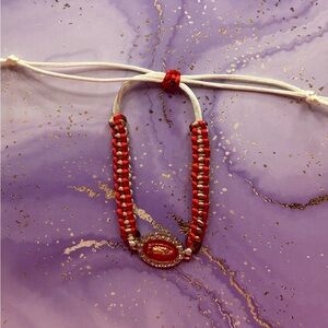 Handmade red Virgin Mary adjustable bracelet